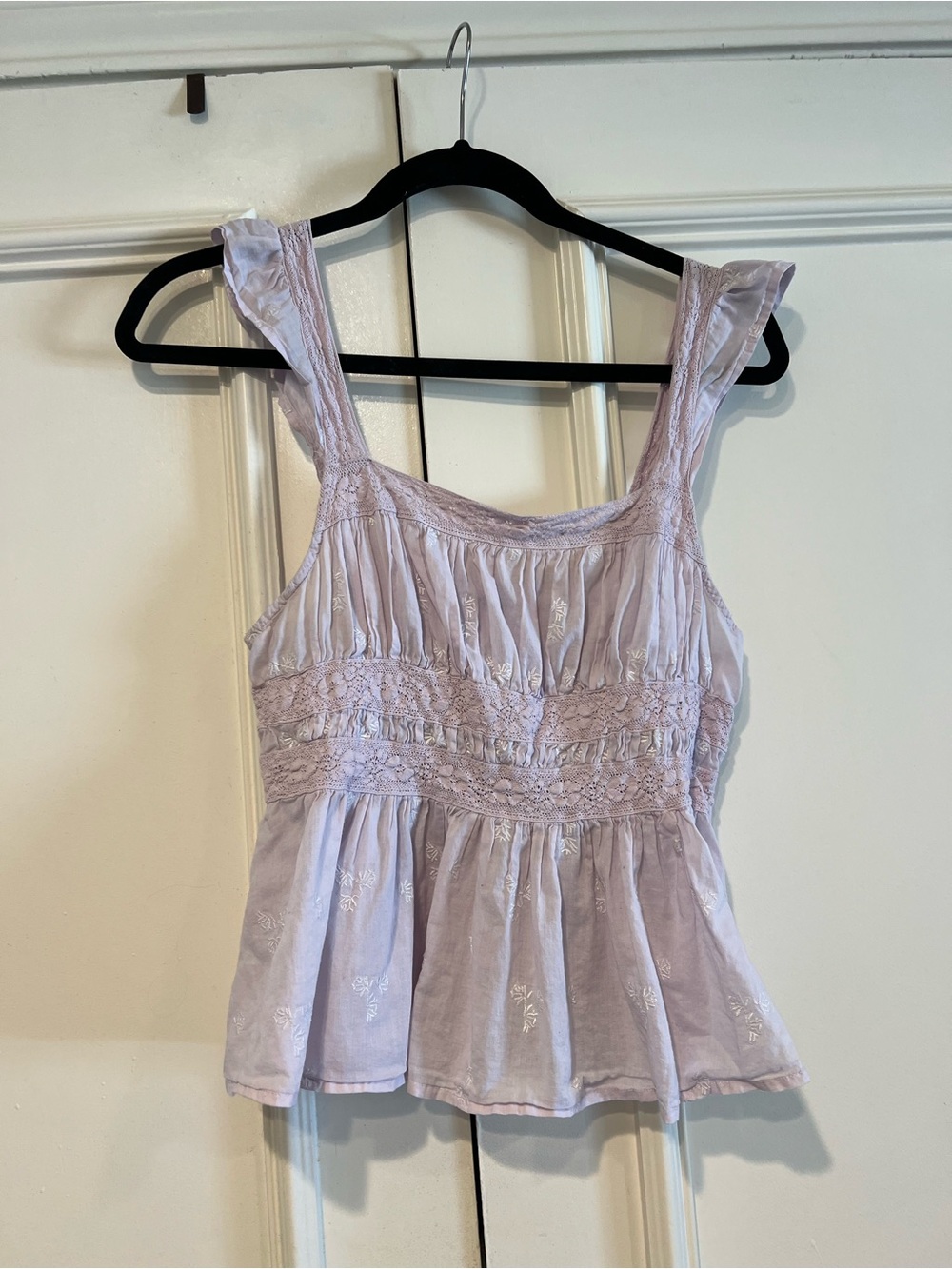Free People Lilac Lace-Trim Peplum Camisole